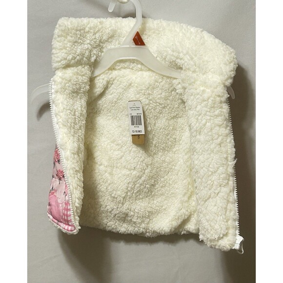 Infant Girl 12-18 Months Pink Quilted Print Sherpa Lined Vest NWT - Picture 10 of 11